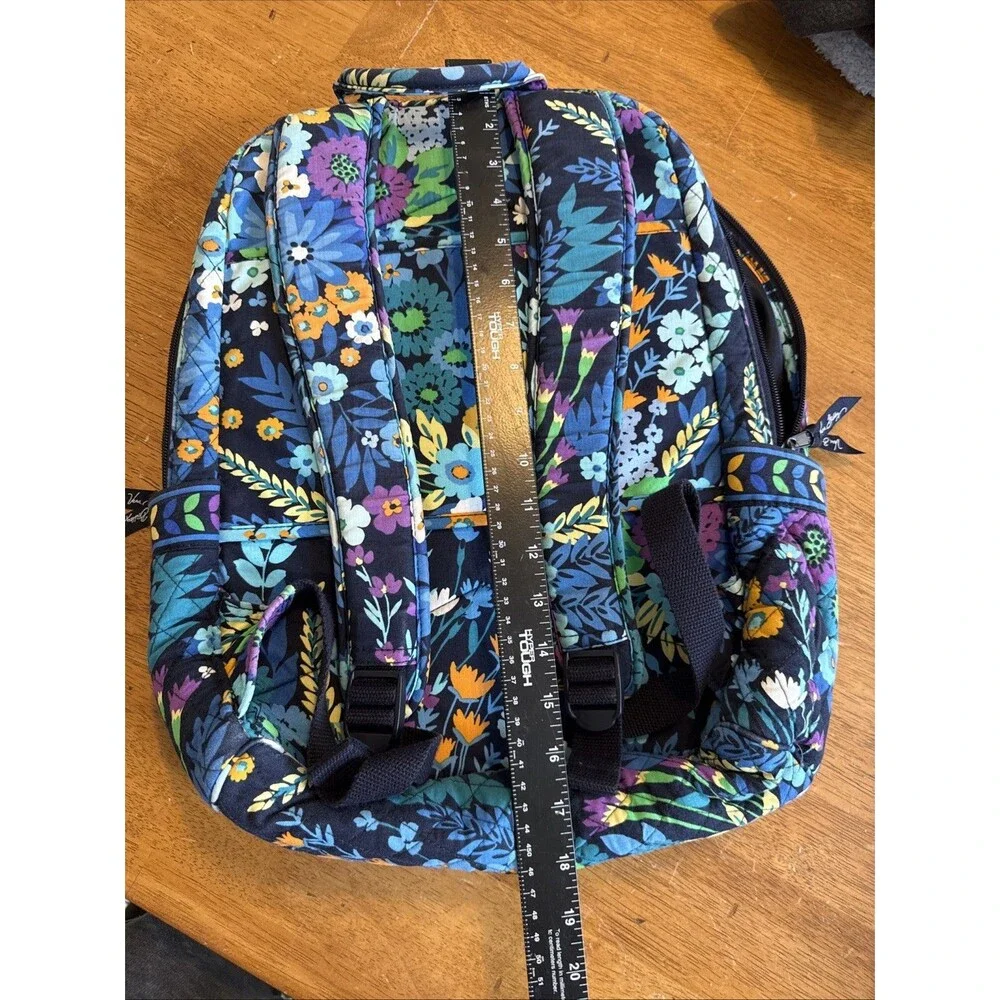 VERA BRADLEY Midnight Blues Backpack Book Bag Computer Floral Black Blue